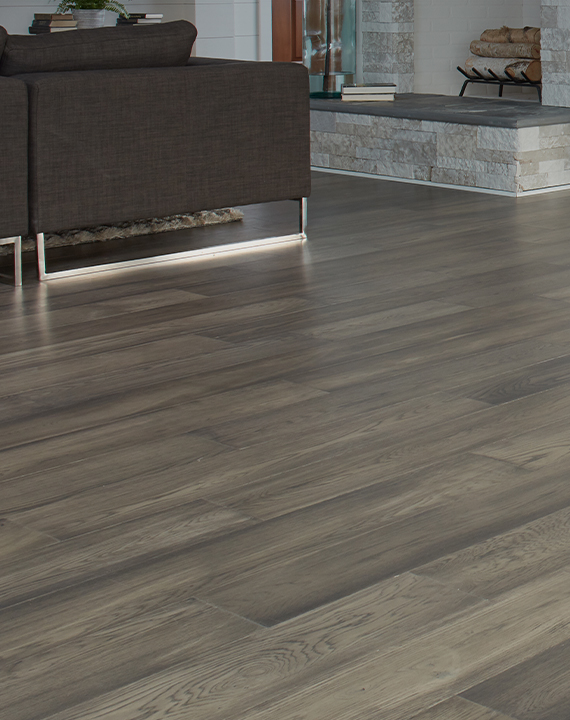 Installed hardwood flooring in home
